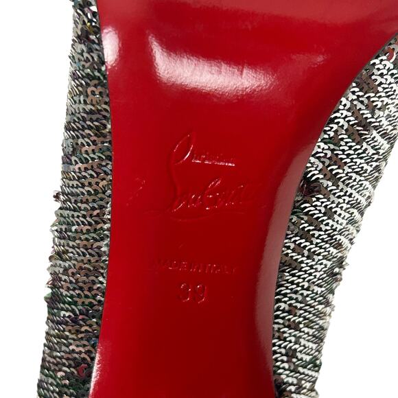 Christian Louboutin Pigalle Follies 100 Sequin Pointed Toe High Heel Pumps 39